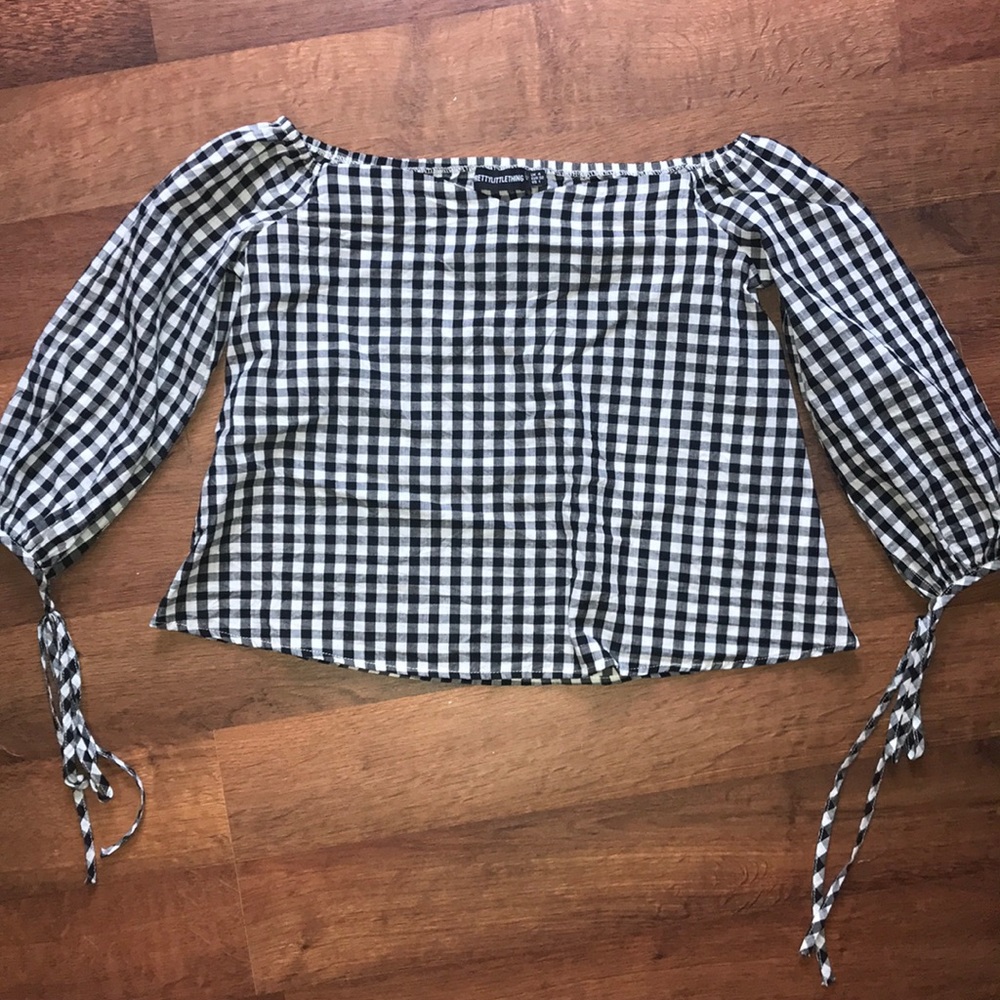 Gingham off the shoulder top